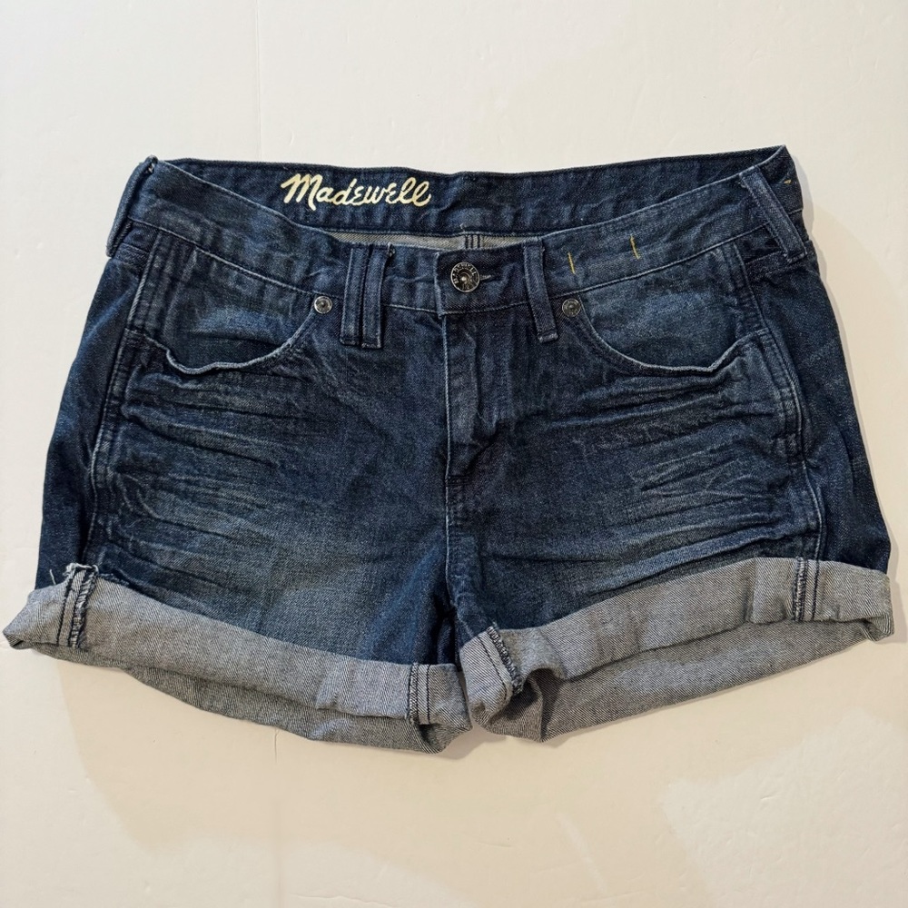 Madewell Dark Blue Rolled Cuff Denim Jean Shorts